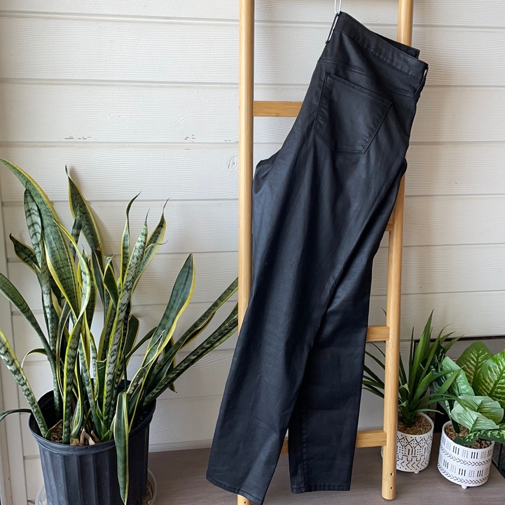 Black Wax Coated Shiny Jeans Size 12/34R